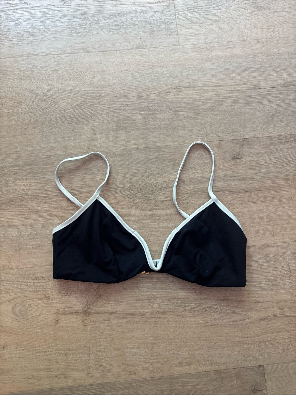 Lspace Black and White Trim Bralette Bikini Top